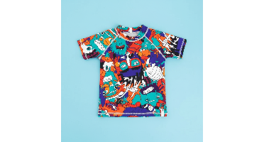 SunnyGuard– Zomers&Beschermend– Anti-UV Kinder Zwemshirt met Korte Mouwen 120 (5–6 jaar) / Graffiti | Educatief Speelgoed