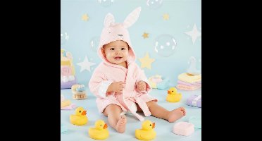 CozyNest – Zacht & Absorberend – Badjas met Dierendesign Roze konijn / 90 (2–3 jaar) | Educatief Speelgoed