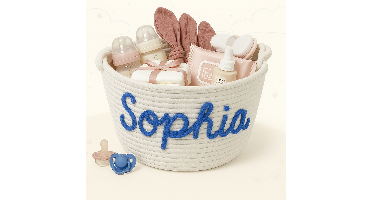 CuddleBasket – Schattig & Persoonlijk – Gepersonaliseerde Luiermand M (24x18cm) / Blauw | Educatief Speelgoed