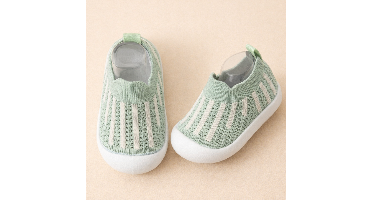 HappyFeet Comfy™ - Stevige antislipzool - Kinder Sneakers Mint gestreept / 17 (18-24 maanden) | Educatief Speelgoed