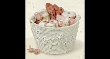 CuddleBasket– Schattig&Persoonlijk– Gepersonaliseerde Luiermand S (21x18cm) / Wit | Educatief Speelgoed