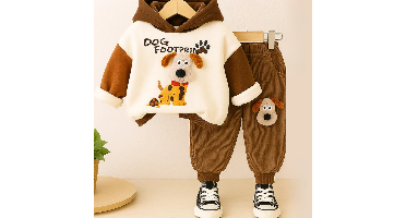 Mini Fashion™ - Trendy&Comfortabel - Hondjes Trainingspak Khaki / 100 (3 jaar) | Educatief Speelgoed