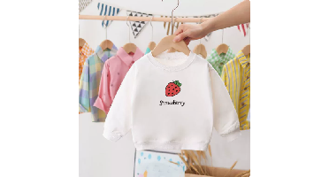 Mini Fashion™ - Aardbei Sweater Aardbei - Wit / 130 (6 jaar) | Educatief Speelgoed