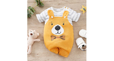 Mini Fashion™ - Comfort Voor Elke Nacht - Pyjama Bodysuit korte mouwen 59 (3-4 maanden) / Beertje Vriend | Educatief Speelgoed