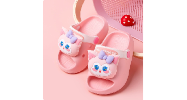 Mini Fashion– Vrolijk&Veilig– Polka Strand Slippers Roze Kat / 160 (3–4 jaar) | Educatief Speelgoed
