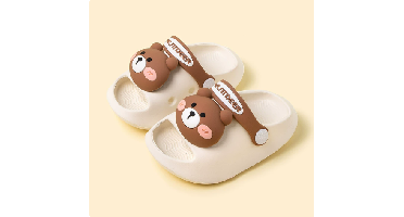 Mini Fashion– Vrolijk&Veilig– Polka Strand Slippers Crèmekleurige Beer / 170 (4–5 jaar) | Educatief Speelgoed