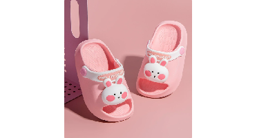Mini Fashion– Vrolijk&Veilig– Polka Strand Slippers Roze Konijn / 170 (4–5 jaar) | Educatief Speelgoed