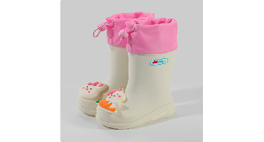 Mini Fashion™ - Waterdicht voor kinderen - Regenlaarzen Roze Konijn & Wortel / 18 (7-8 jaar) | Educatief Speelgoed
