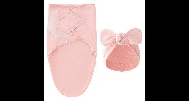 DreamNest– Rust&Comfort– Luxe Inbakerdoek met Mutsje Roze | Educatief Speelgoed