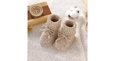 SnuggleSteps– Warm&Zacht– Gebreide Babyslofjes Beige / 90 (11 maanden / 11 cm) | Educatief Speelgoed