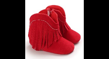 Mini Fashion™ - Stoere Look - Meiden Cowboy Laarzen Rood - Touwtjes / 16 (0-6 maanden) | Educatief Speelgoed
