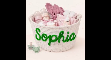 CuddleBasket – Schattig & Persoonlijk – Gepersonaliseerde Luiermand M (24x18cm) / Groen | Educatief Speelgoed