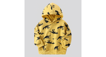 DinoStyle– Warm&Ademend– Hoodie met Triceratops Print Geel / 120 (5-6 jaar) | Educatief Speelgoed