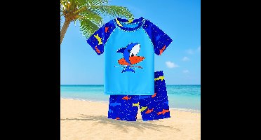 AquaFun– Ademend&Veilig– Kinder Zwemset met UPF-bescherming Zwemshirt&broek / 100 (3–4 jaar) / Haai | Educatief Speelgoed