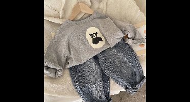 Mini Fashion™ - Beren Print - Sweater Grijs / 130 (6 jaar) | Educatief Speelgoed