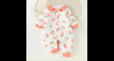 Mini Fashion™ - Comfi & Trendy - Jumpsuit Pyjama Roze - Aarbei / 90 (12-18 maanden) | Educatief Speelgoed