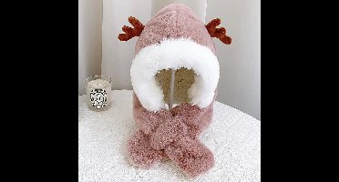 Mini Fashion™ - Warm&Knus - Muts&Sjaal In 1 Roze / One Size (0-2 jaar) | Educatief Speelgoed