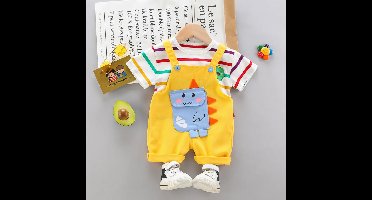 Mini Fashion™ - Dino Overal - Kinderoutfit Geel / 100 (2-3 jaar) | Educatief Speelgoed