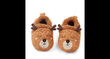 Mini Fashion™ - Knuffel zachte dieren - Peuter Dieren pantoffels Hert Bruin / 16 (7-12 maanden) | Educatief Speelgoed