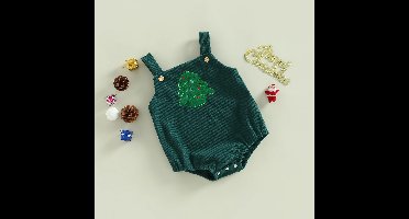 Mini Fashion™ - Kerst Design - Overall Kerst Romper Groen / 70 (0-3 maanden) | Educatief Speelgoed