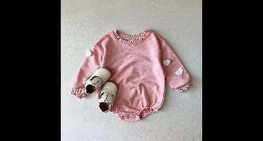 Mini Fashion™ - Schattige Printjes - Sweatshirt Romper Roze / 80 (9-12 maanden) | Educatief Speelgoed