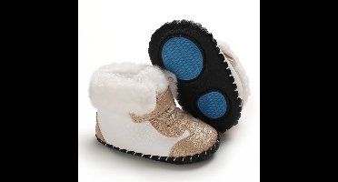 Mini Fashion™ - Aanpasbare Sluiting - Winter Laarzen Goud / 16 (0-6 maanden) | Educatief Speelgoed