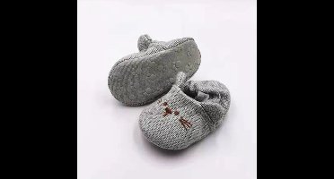 Mini Fashion™ - Anti-slip Zolen - Slofjes Grijs - Konijn / 18 (12-18 maanden) | Educatief Speelgoed