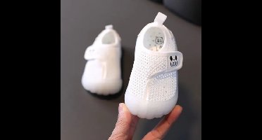 Mini Fashion™ - Ademende Netstof - Kinder Schoentjes Wit / 12 cm (12-18 maanden) | Educatief Speelgoed