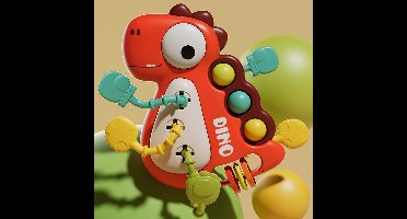 BabyDino– Speels&Bijtbaar– Sensorisch Trek Speelgoed Rood | Educatief Speelgoed