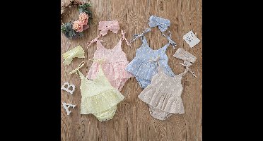 Mini Fashion™ - Zomer Jurk&Haarband Blauw / 70 (6-9 maanden) | Educatief Speelgoed