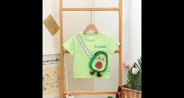 Mini Fashion™ - Fruitige Look - T-Shirt Groen - Avocado / 140 (6-7 jaar) | Educatief Speelgoed