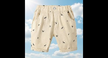 CoolKiddo– Fris en comfortabel – Korte broek met Dino ontwerp Khaki / 130 (5–6 jaar) | Educatief Speelgoed
