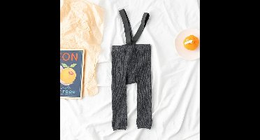 Mini Fashion™ - Zacht&Comfortabel - Kinder Legging met Bretels Donker Grijs / M (1-2 jaar) | Educatief Speelgoed