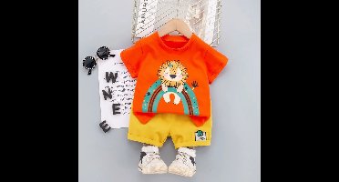 Mini Fashion™ - Leeuw opdruk - Jongens Zomerset Oranje / 110 | Educatief Speelgoed