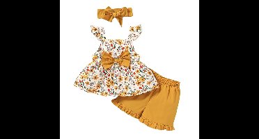 Mini Fashion™ - Schattig Design - 3 Delig Zomer Set Meiden Geel / 100 (18-24 maanden) | Educatief Speelgoed