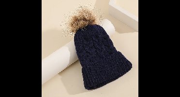Mini Fashion™ - Eigen lettertype - Muts met pompon Marineblauw / 4 | Educatief Speelgoed