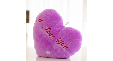 Glow Star Pillow™ – Sterrenpret in bed – Lichtgevend Knuffel kussen Paars Hart | Educatief Speelgoed