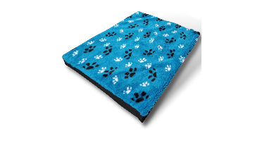 Topmast Blokkussen Hondenmatras 100 x 75 x 10 cm Vetfleece Turquoise voetprint