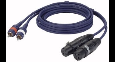 DAP Audio FL253 2x XLR female - 2x RCA verloopkabel van 3 meter