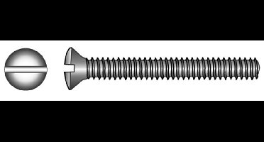 Marinetech Metaalschroef LK M5x50 Zaagsnede DIN964 (4 stuks), met moer