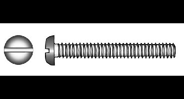 Marinetech Metaalschroef CK M6x60 + moer / Zaagsnede (4 stuks) DIN84