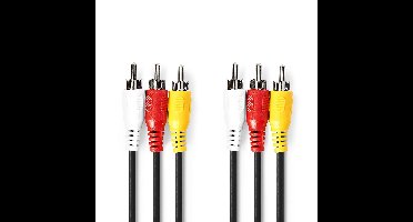 Nedis Composiet AV Videokabel 3x RCA Male naar 3x RCA Male, lengte kabel 1,5  meter
