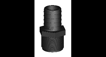 TruDesign Slangpilaar 1 1/4 inch BSP buitendraad met 32 mm slangtule zwart kunststof