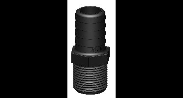 TruDesign Slangpilaar 1 inch BSP buitendraad met 28 mm slangtule zwart kunststof