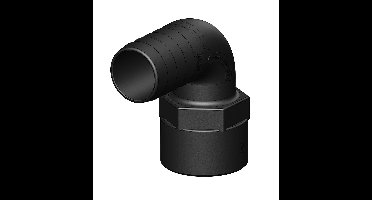 TruDesign Slangpilaar 1 1/2 inch BSP binnendraad met 38 mm slangtule 90° bocht zwart kunststof