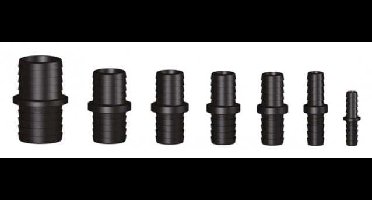 TruDesign Verbinder 50 mm / 50 mm slangverbinder met 2 tule einden zwart kunststof