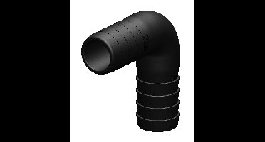 TruDesign Verbinder 90° 25 mm slangverbinder met 2 tule einden bocht zwart kunststof