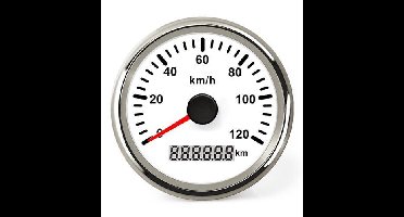 Hollex GPS Snelheidsmeter analoog 0-120km/h 12/24 Volt wit