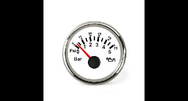 Hollex Oliedrukmeter 12/24 Volt 0-5 Bar wit