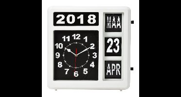 Wandklok perel flipover 31cm zwart wit